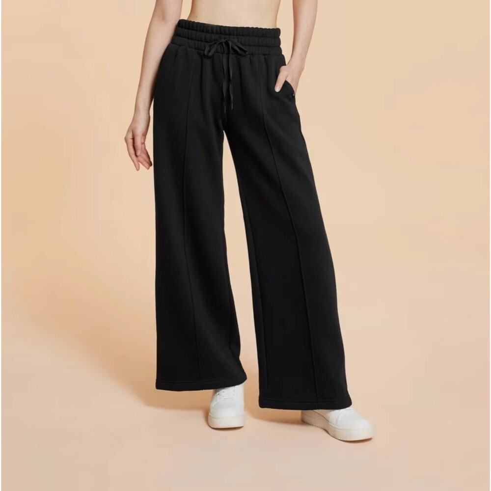 Blogilates Women's Black Travel Trouser Wide-Leg Sweatpants XS